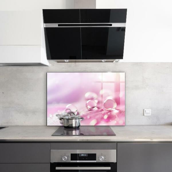 Skleněný panel Kapky rosy na růžový květ