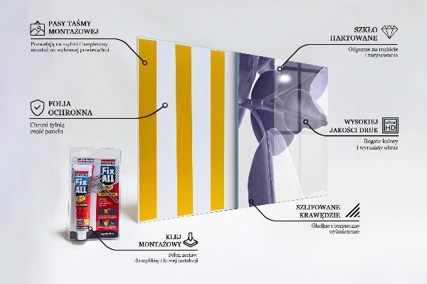 Skleněný panel Exotické listy ilustrace