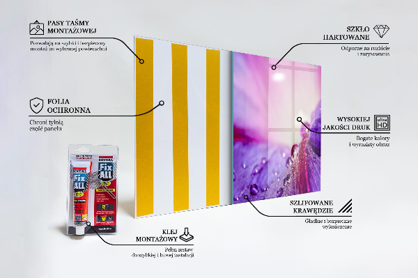 Skleněný panel Fialový květ s ranní rosou