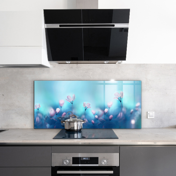 Skleněný panel Květiny za ranní mlhou