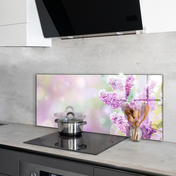 Skleněný panel Kvetoucí lilac léto v zahradě