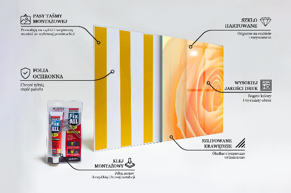 Skleněné obklady do kuchyně Květ žluté růže