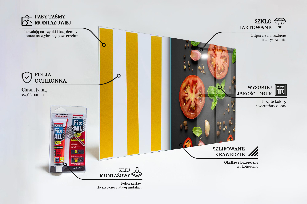 Skleněný panel Italská kuchyně bazalková rajčata