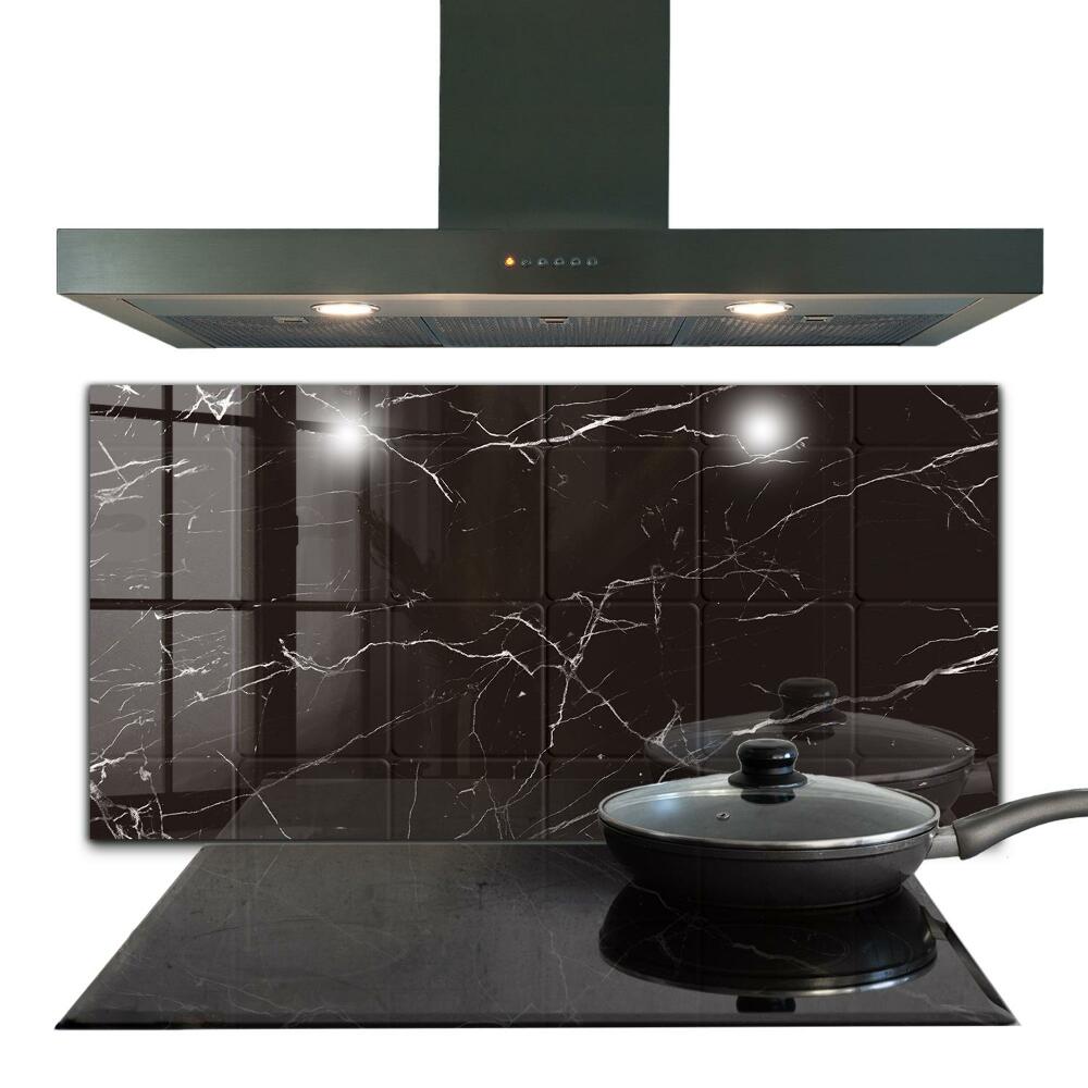 Kuchyňský skleněný panel Textura černého mramoru
