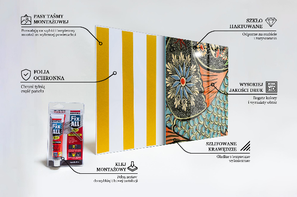 Skleněný panel Mosaic fish vintage keramika