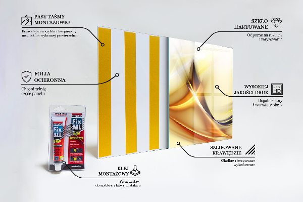 Skleněný panel Abstrakce energetických vln