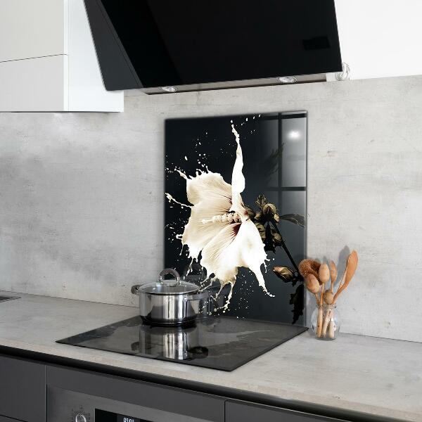 Skleněné obklady do kuchyně Abstraktní bílý květ