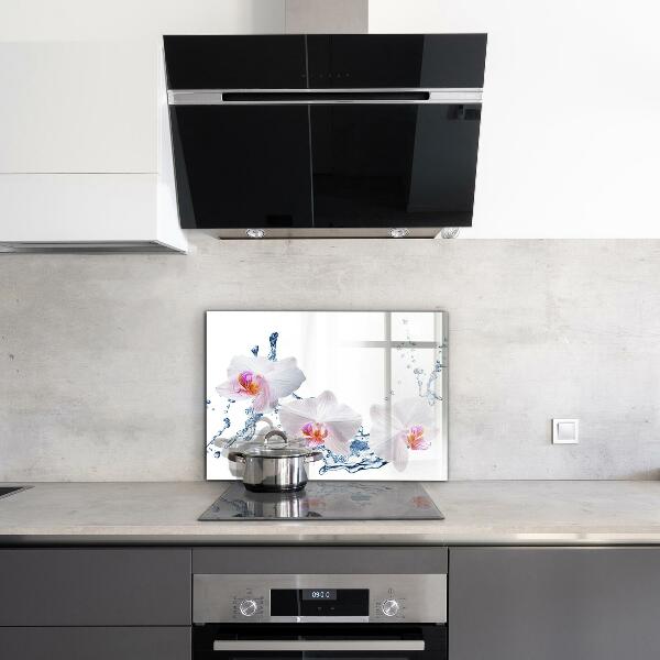 Skleněné obklady do kuchyně Orchidej postříkaná vodou