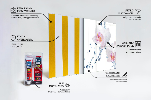 Skleněné obklady do kuchyně Orchidej postříkaná vodou