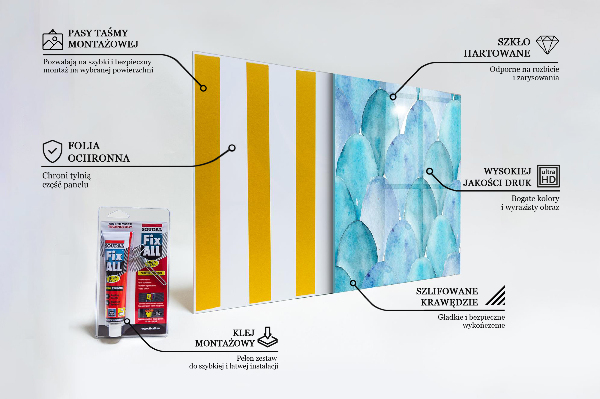 Skleněný panel Akvarel váhy modrý vzor