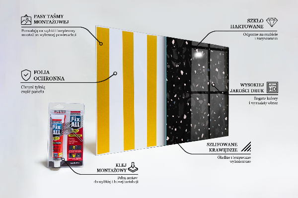 Skleněný panel Černý mramor terrazzo terazzo