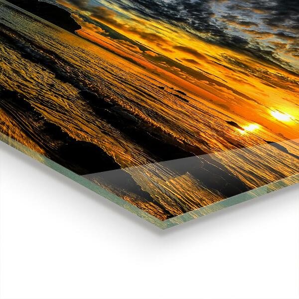 Skleněný panel Západ slunce u moře