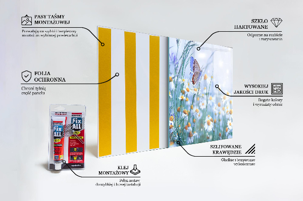 Skleněný panel Letní luční motýl květina