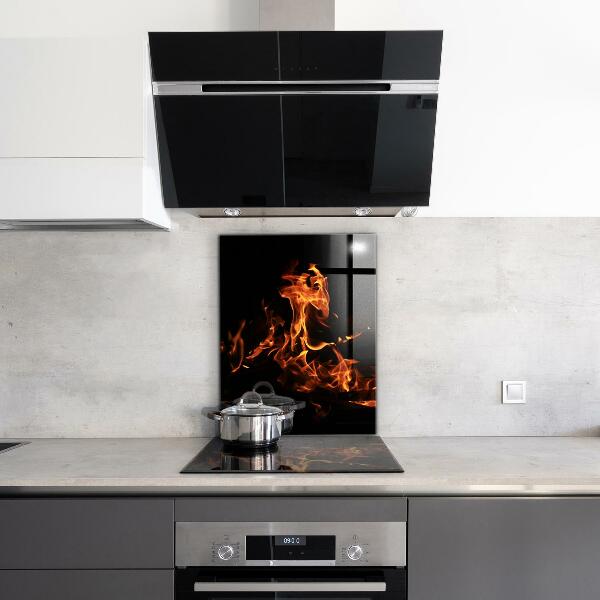 Kuchyňský skleněný panel Žhavé plameny táborového ohně