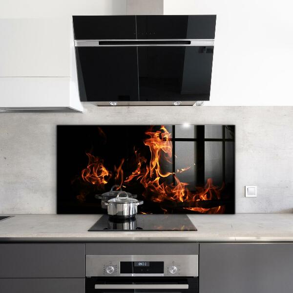Kuchyňský skleněný panel Žhavé plameny táborového ohně