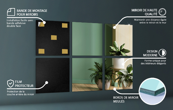 Zrcadlové dlaždice 6 ks 16x16 cm