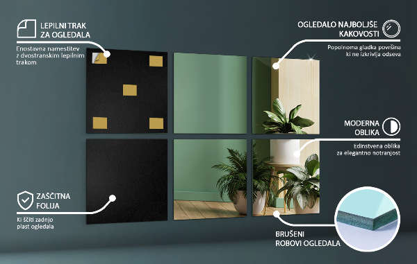 Zrcadlové dlaždice 6 ks 16x16 cm