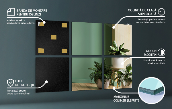 Zrcadlové obklady 6 ks 20x20 cm