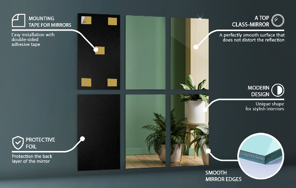 Nalepovací zrcadlové dlaždice 6 ks 30x16 cm