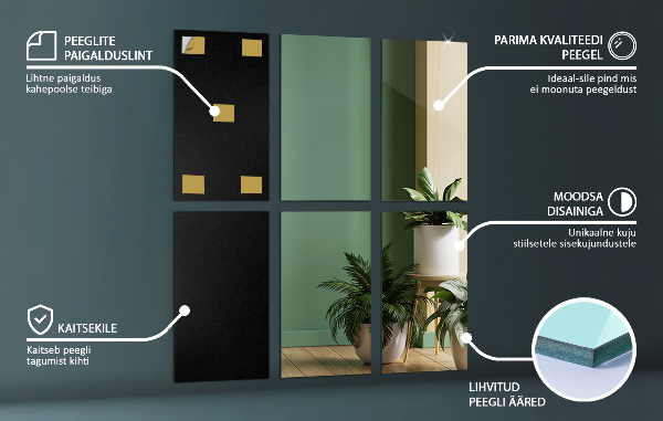 Samolepící zrcadlové obklady 6 ks 30x20 cm