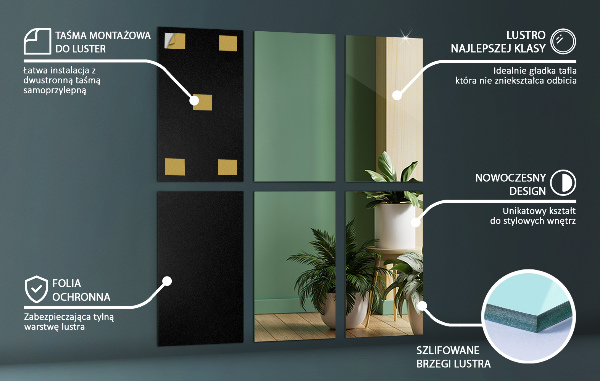 Samolepící zrcadlové obklady 6 ks 30x20 cm