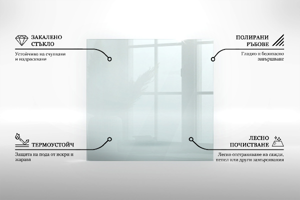 Sklo pod kamna 60x60 cm