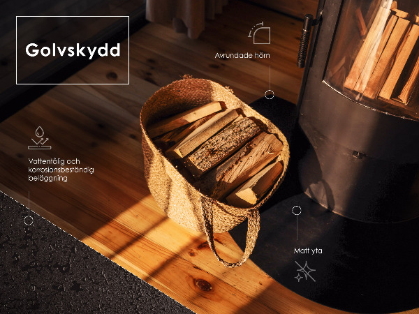 Podložka pod krbová kamna z černého plechu 80x90 cm