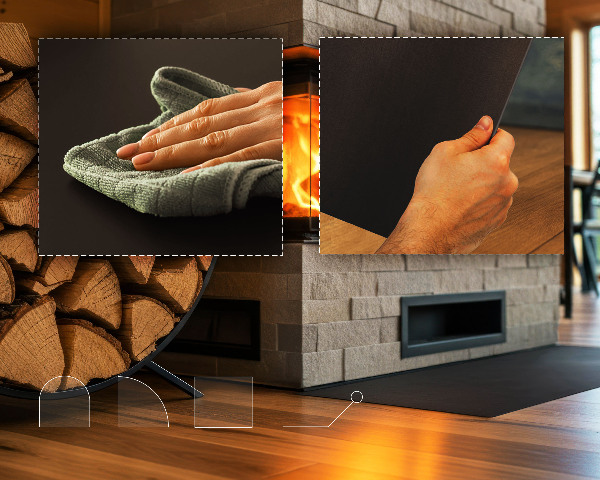 Podložka pod krbová kamna z černého plechu 80x90 cm