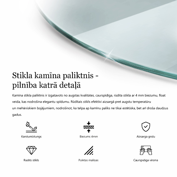 Sklo před krb fi50 cm