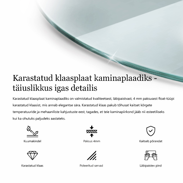 Sklo před krb fi50 cm