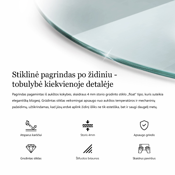 Sklo před krb fi70 cm