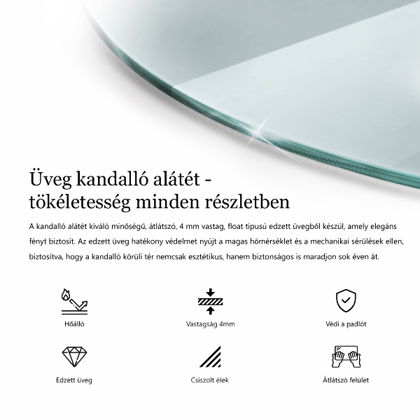 Sklo před krb fi70 cm