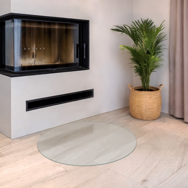 Kulatá poloprůsvitná podložka před krb fi100 cm