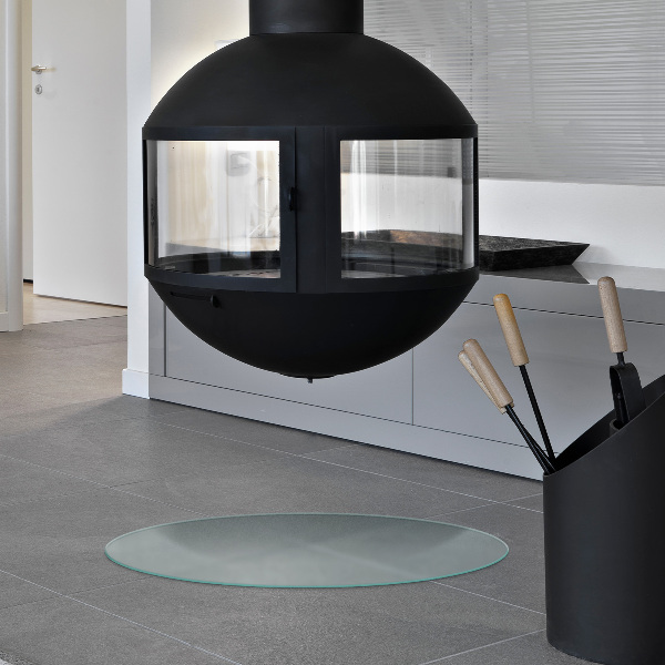 Kulatá poloprůsvitná podložka před krb fi80 cm