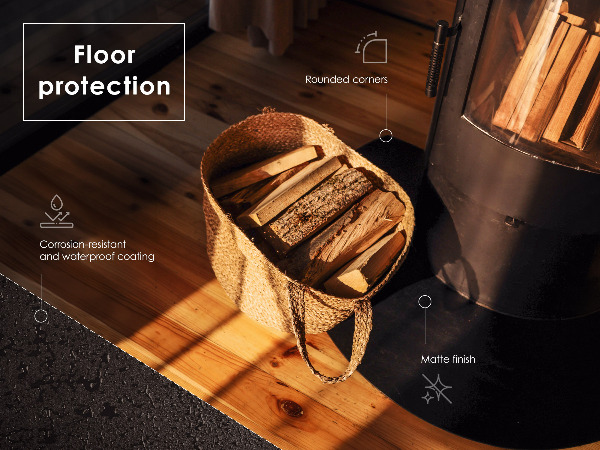 Podložka před krb z černého plechu 100x80 cm