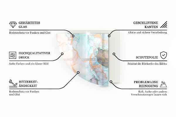 Sklo pod kamna Geometrie se dřevem
