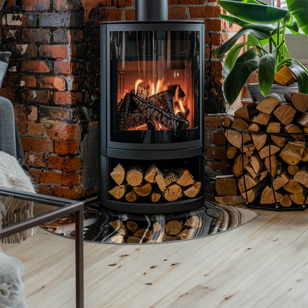 Sklo pod kamna Abstraktní vlny a čáry