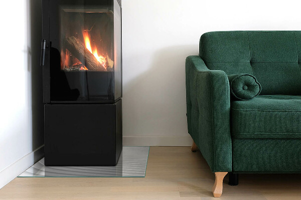 Čtvercové tvrzené sklo pod krbová kamna Vlny jemných linií