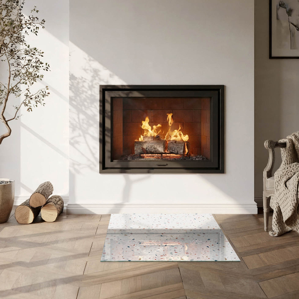 Čtvercové tvrzené sklo pod krbová kamna Vzor s malými tvary