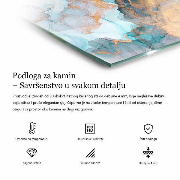 Čtvercové sklo před krb Elegantní mramorový vzor