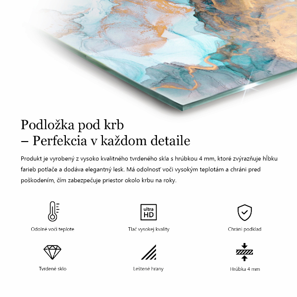 Čtvercové tvrzené sklo pod krbová kamna Elegantní rostlinný vzor