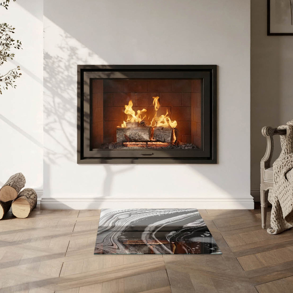 Čtvercové sklo před krb Abstraktní vlny a čáry