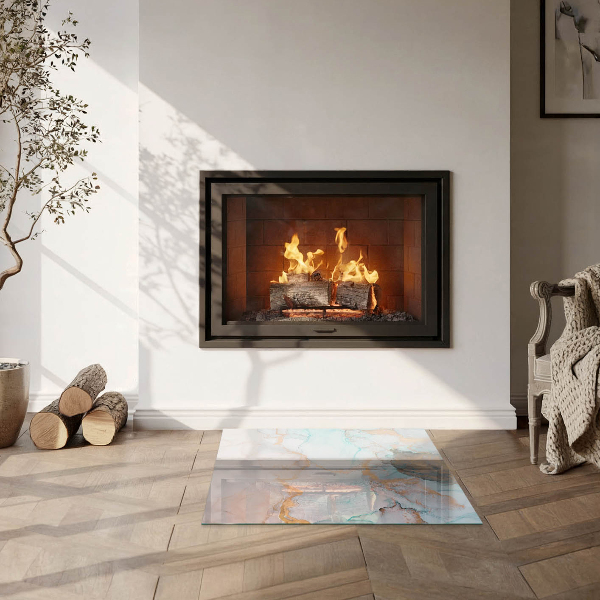 Čtvercové tvrzené sklo pod krbová kamna Abstraktní tekutý vzor