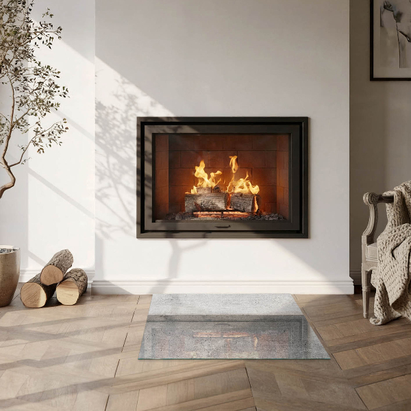 Čtvercové sklo před krb Textura surového betonu