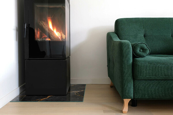 Čtvercové sklo před krb Elegantní mramor s žilkami