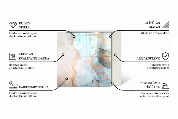 Čtvercové sklo před krb Elegantní mramor s žilkami