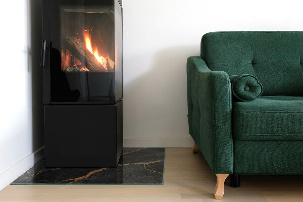 Čtvercové sklo před krb Elegantní mramor s žilkami