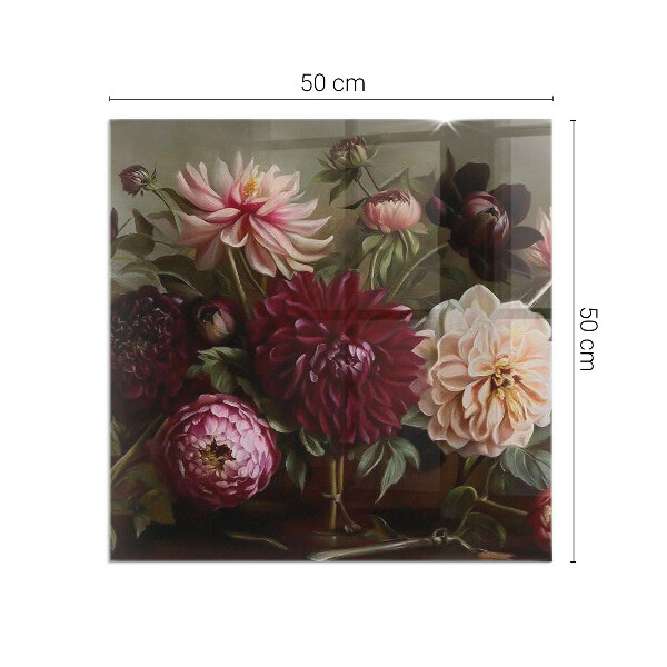 Čtvercové tvrzené sklo pod krbová kamna Kytice květin v detailu