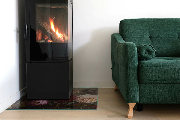 Čtvercové tvrzené sklo pod krbová kamna Kytice květin v detailu