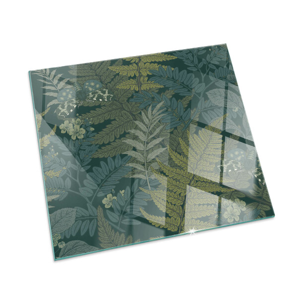 Čtvercové sklo před krb Rostlinné motivy s motýly